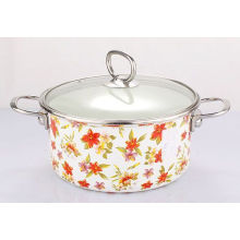 Enamel Stock Pot with Full Flower Decals